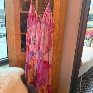 Anthropologie Pink Smocked Dress